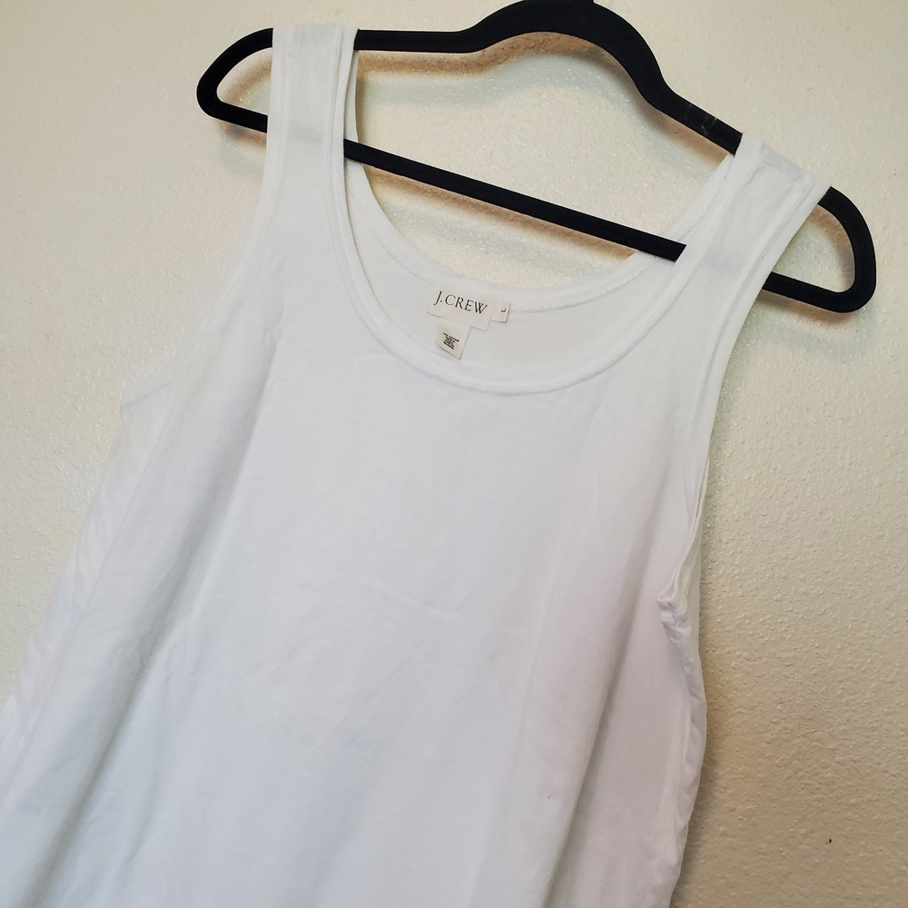 J. Crew Womens White 100% Cotton Scoop Neck Tank Dress Size Large Layering Basic - Picture 2 of 16